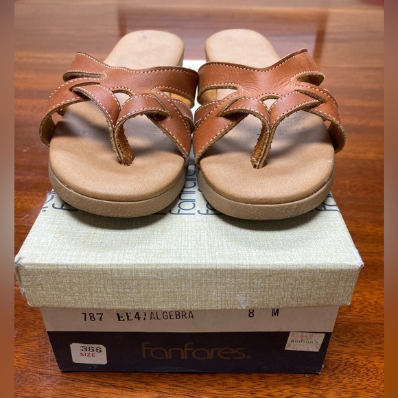 Super rare, vintage Fanfare YoYo’s brown leather thong sandal from the 70’s - Picture 16 of 16
